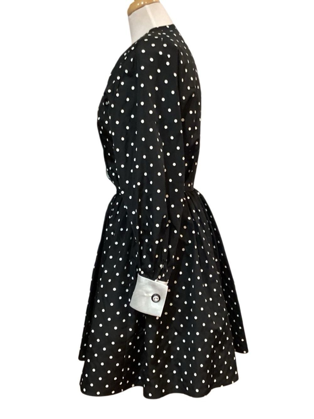 Vintage Cache Black Polka Dot Dress Tulle Size 8 - Picture 3 of 12